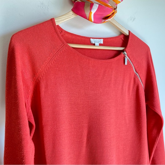 Solar Womens Red Orange Lightweight Knit Blend Sweater Top, Size S - Picture 4 of 15